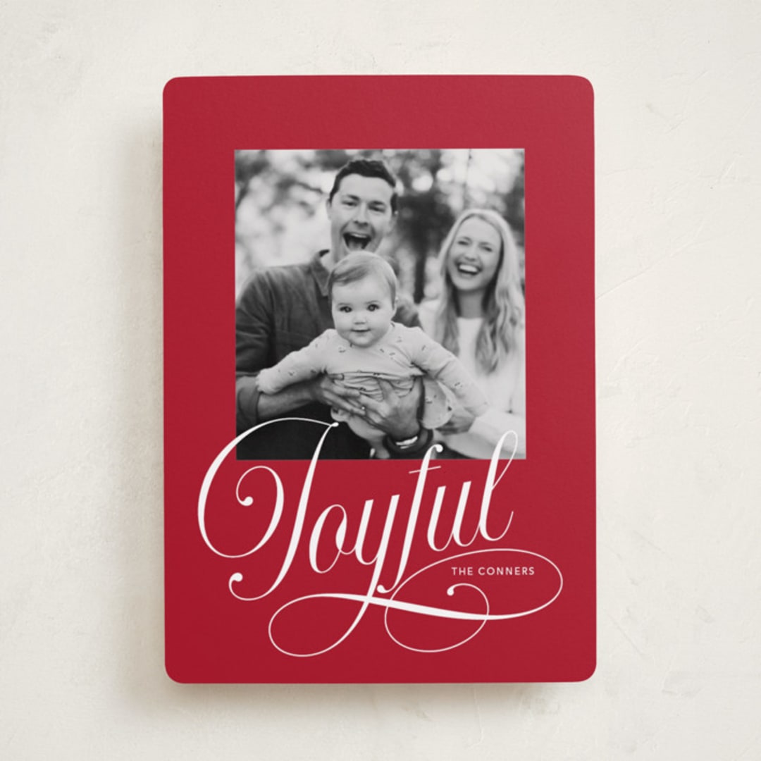 "Joyful Beauty" - Holiday Cards in Cranberry by Stacey Day - Front
