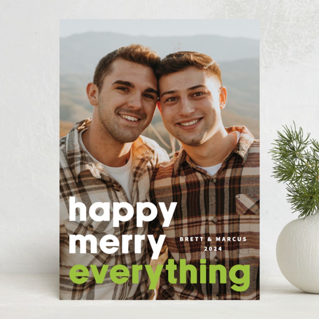 "Stand Out" - Holiday Cards in Lime by Lisa Assenmacher - Front