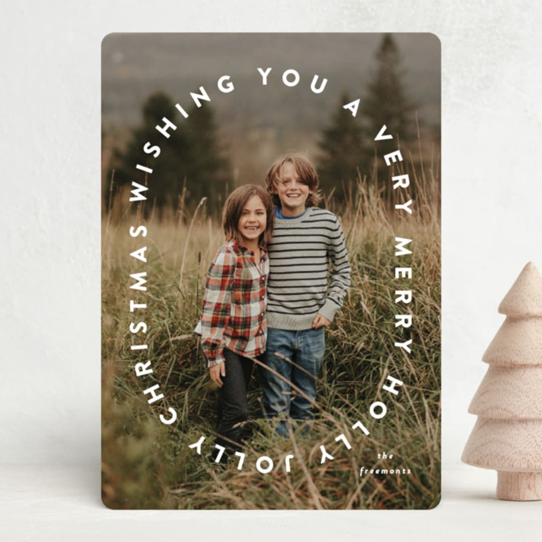 "Holly Jolly and Merry" - Holiday Cards in Marshmallow by Angela Garrick - Front