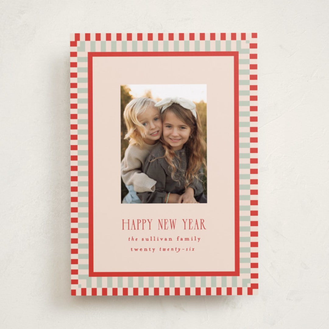 "Modern Plaid" - Holiday Cards in Tomato by Julie Murray - Front