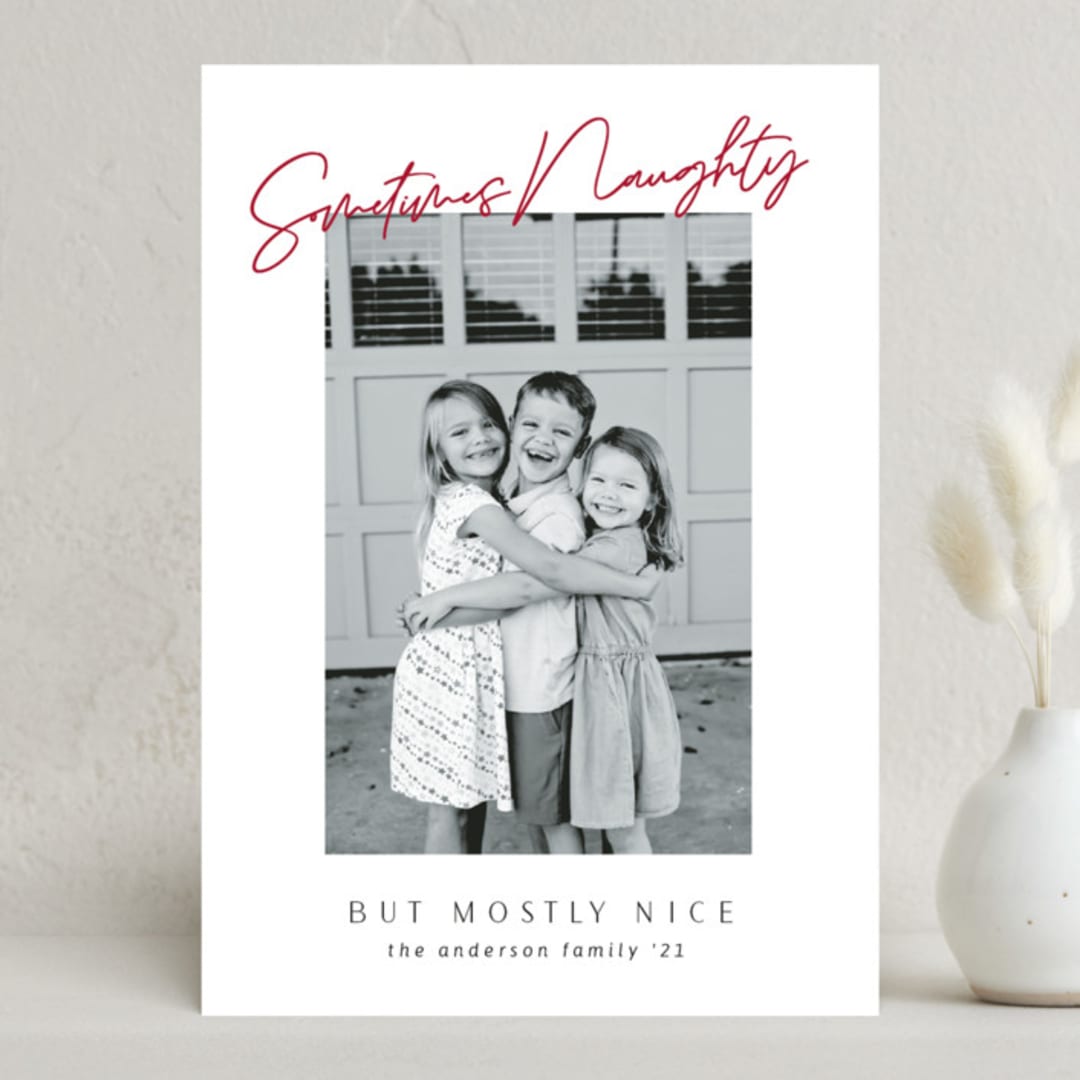 "mostly nice" - Holiday Cards in Cherry by Jelena Vuletic - Front