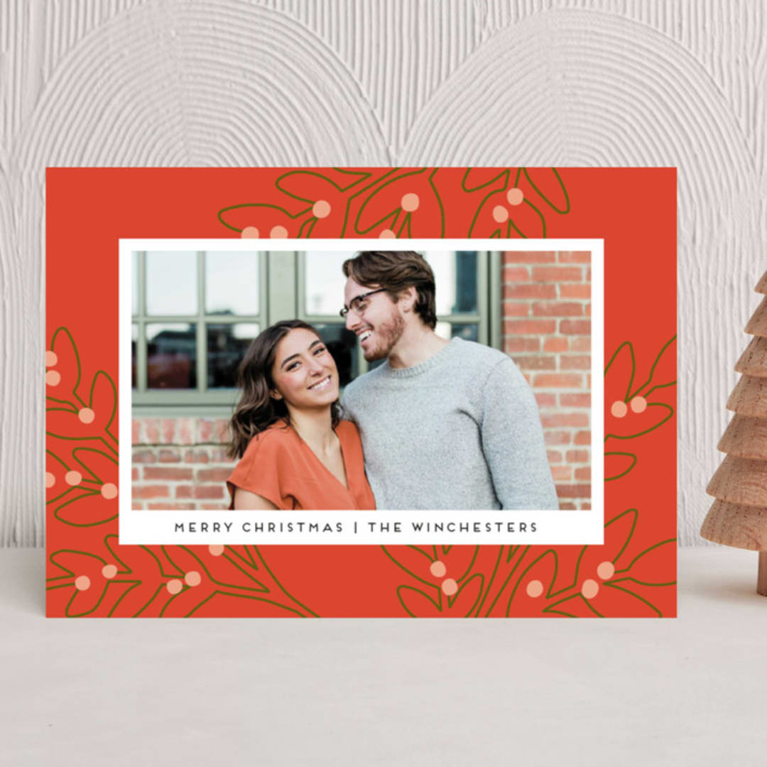 "Outlined Foliage" - Holiday Cards in Scarlet by Genna Blackburn - Front