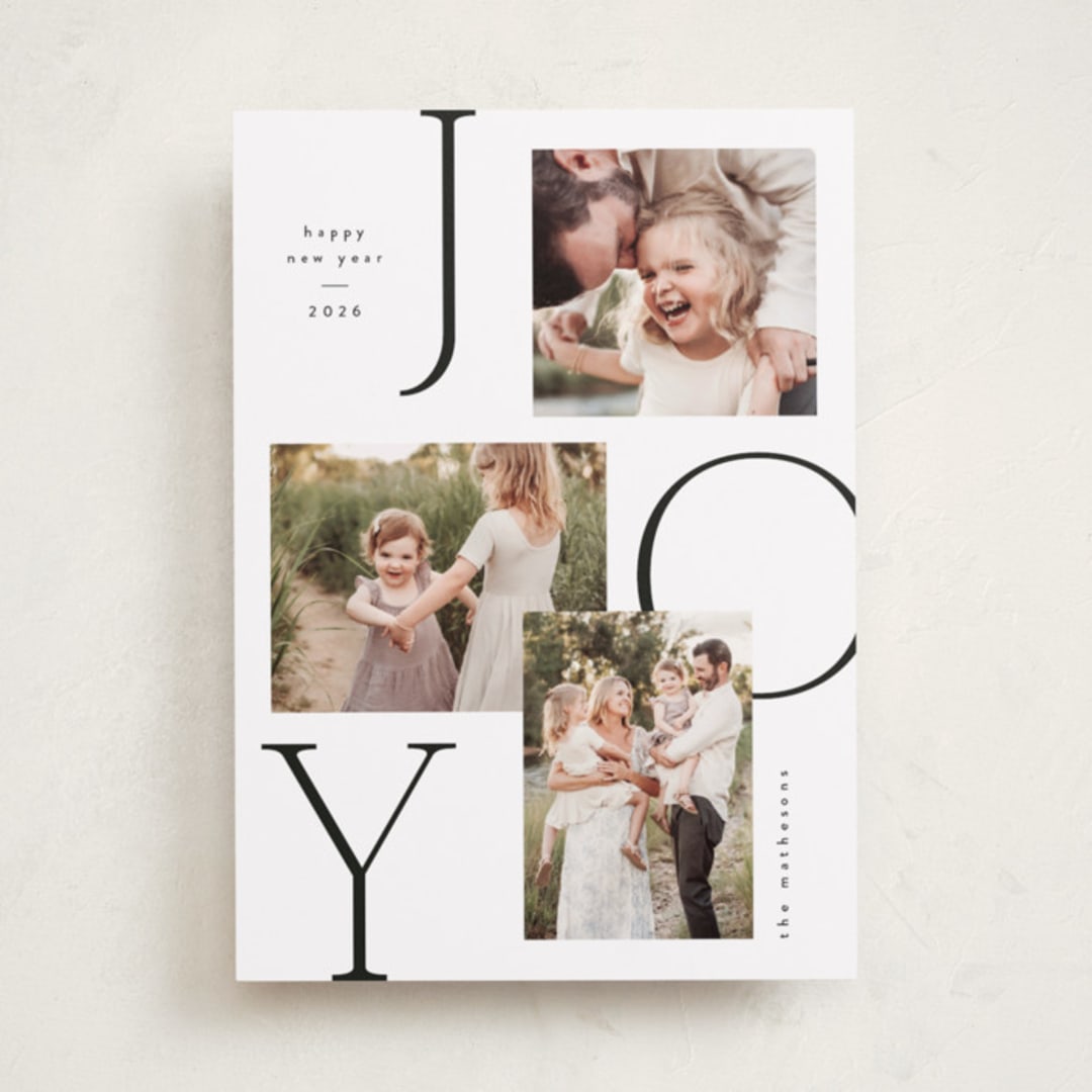 "Joy Trio" - Holiday Cards in Snow by Kelly Schmidt - Front