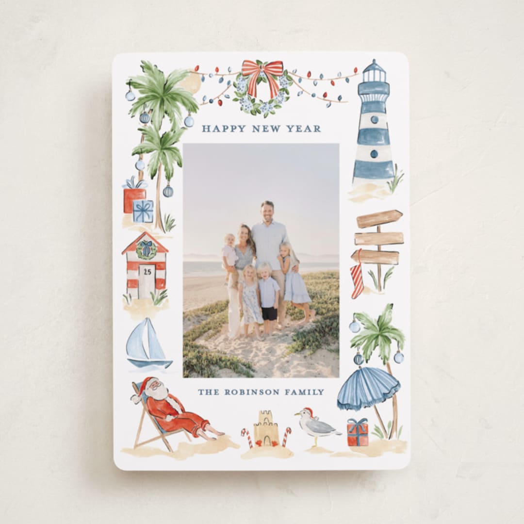 "Beach Holidays" - Holiday Cards in Sea Salt by Sarah Knight - Front