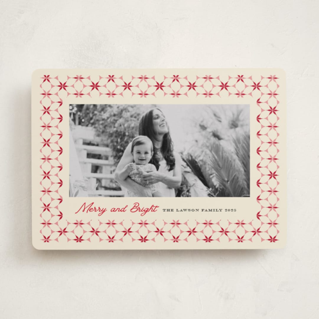 "poinsettia tile" - Holiday Cards in Candy Cane by Kanika Mathur - Front