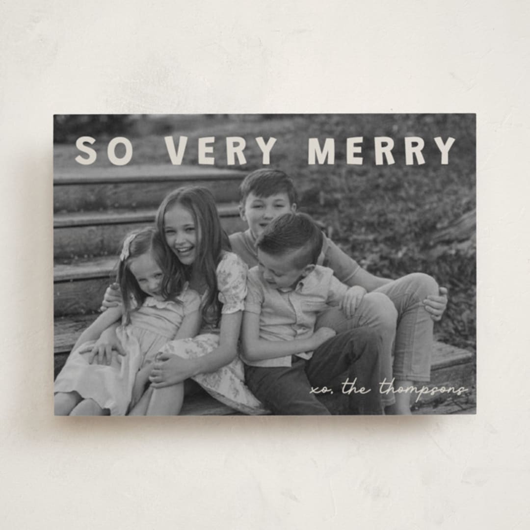 "merry greeting" - Holiday Cards in Cream by Jenny Millington - Front