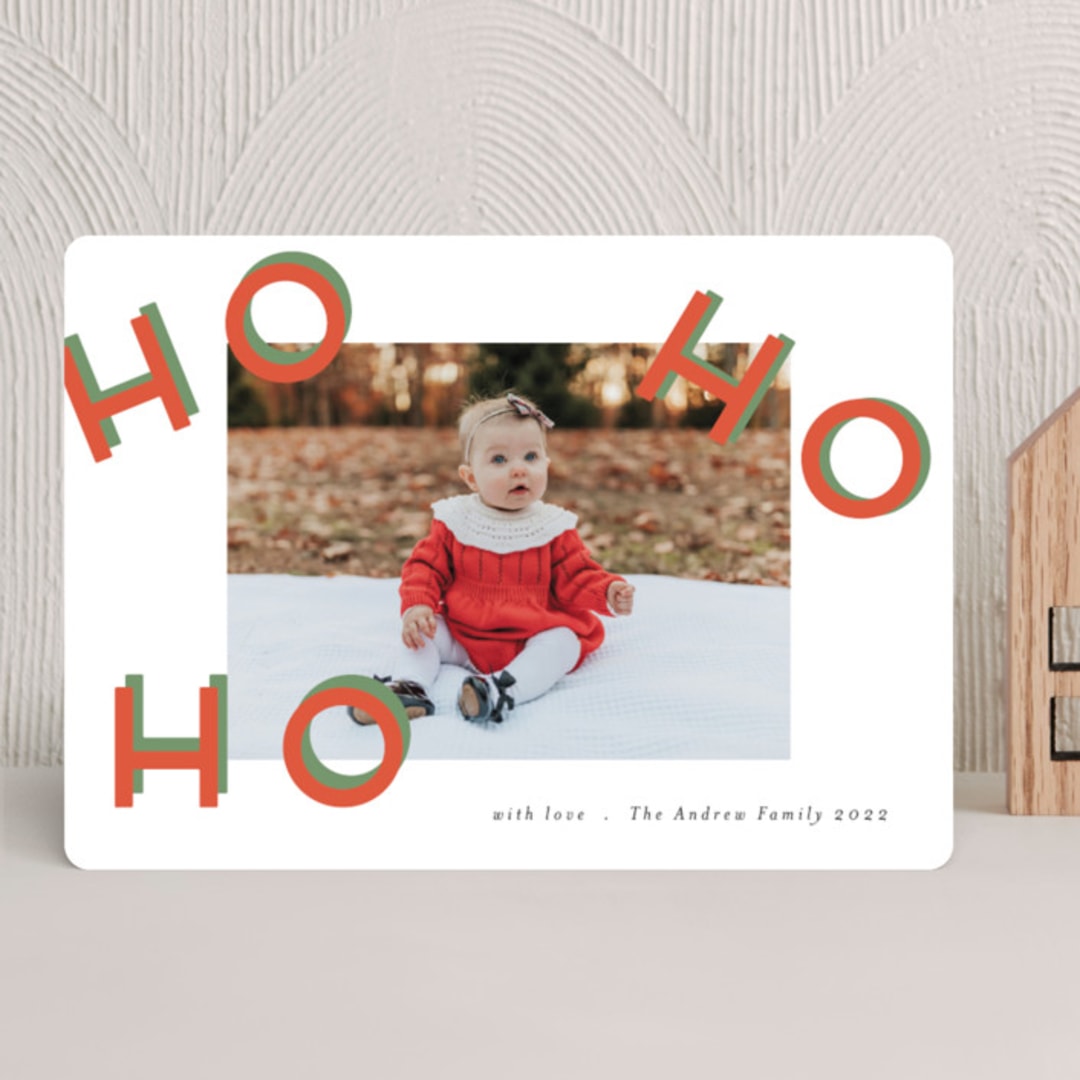 "Triple Ho" - Holiday Cards in Peppermint by Geraldine Sales - Front