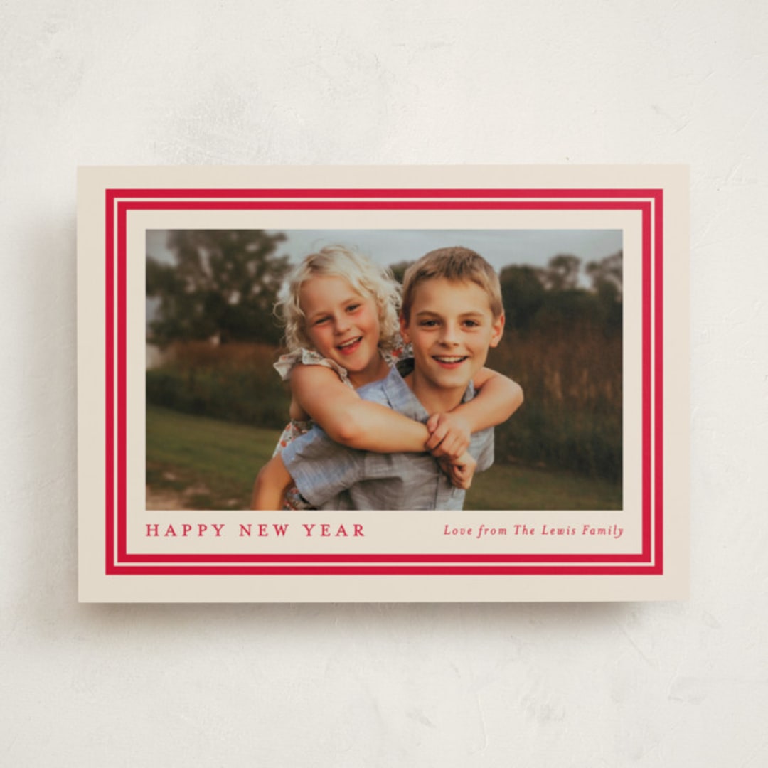 "Preppy Frame" - Holiday Cards in Cherry Cola by Carolyn MacLaren - Front