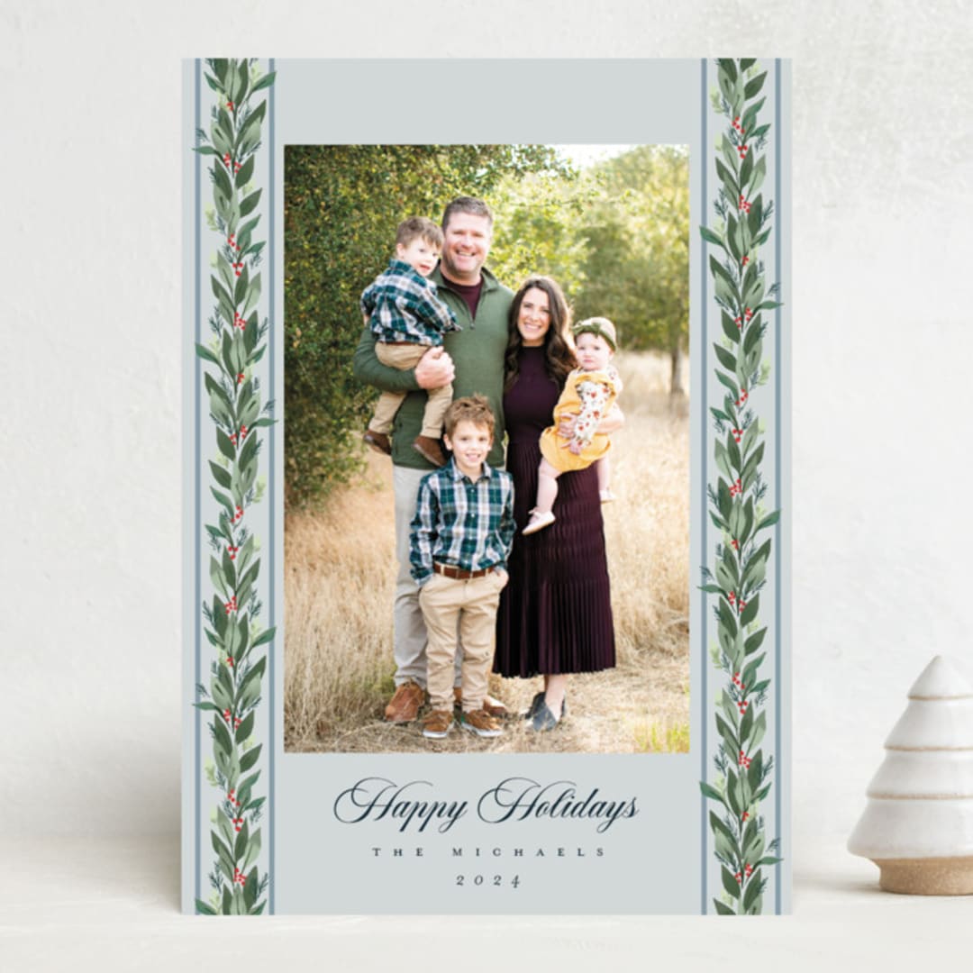 "evergreen garlands" - Holiday Cards in Winter Sky by Rebecca Durflinger - Front