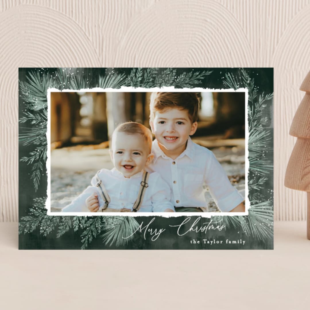 "Textured Pines" - Holiday Cards in Pine by Alethea and Ruth - Front