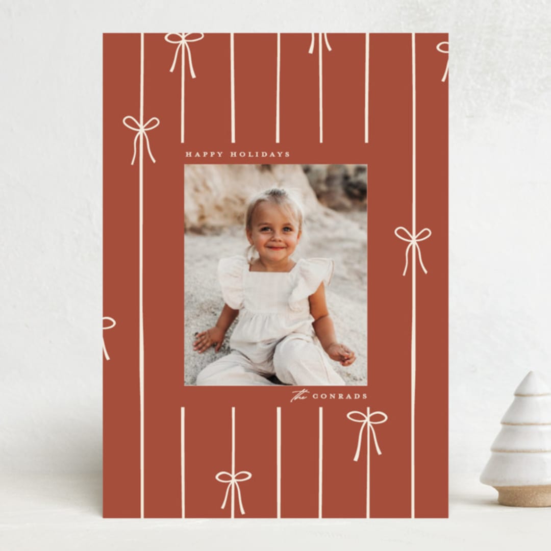 "Lines of Bows" - Holiday Cards in Spice by Ellen Schlegelmilch - Front