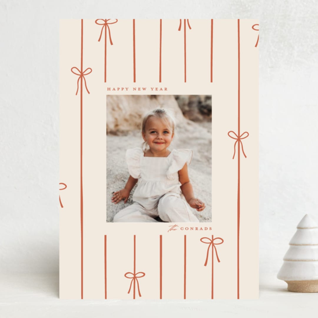 "Lines of Bows" - Holiday Cards in Cider by Ellen Schlegelmilch - Front