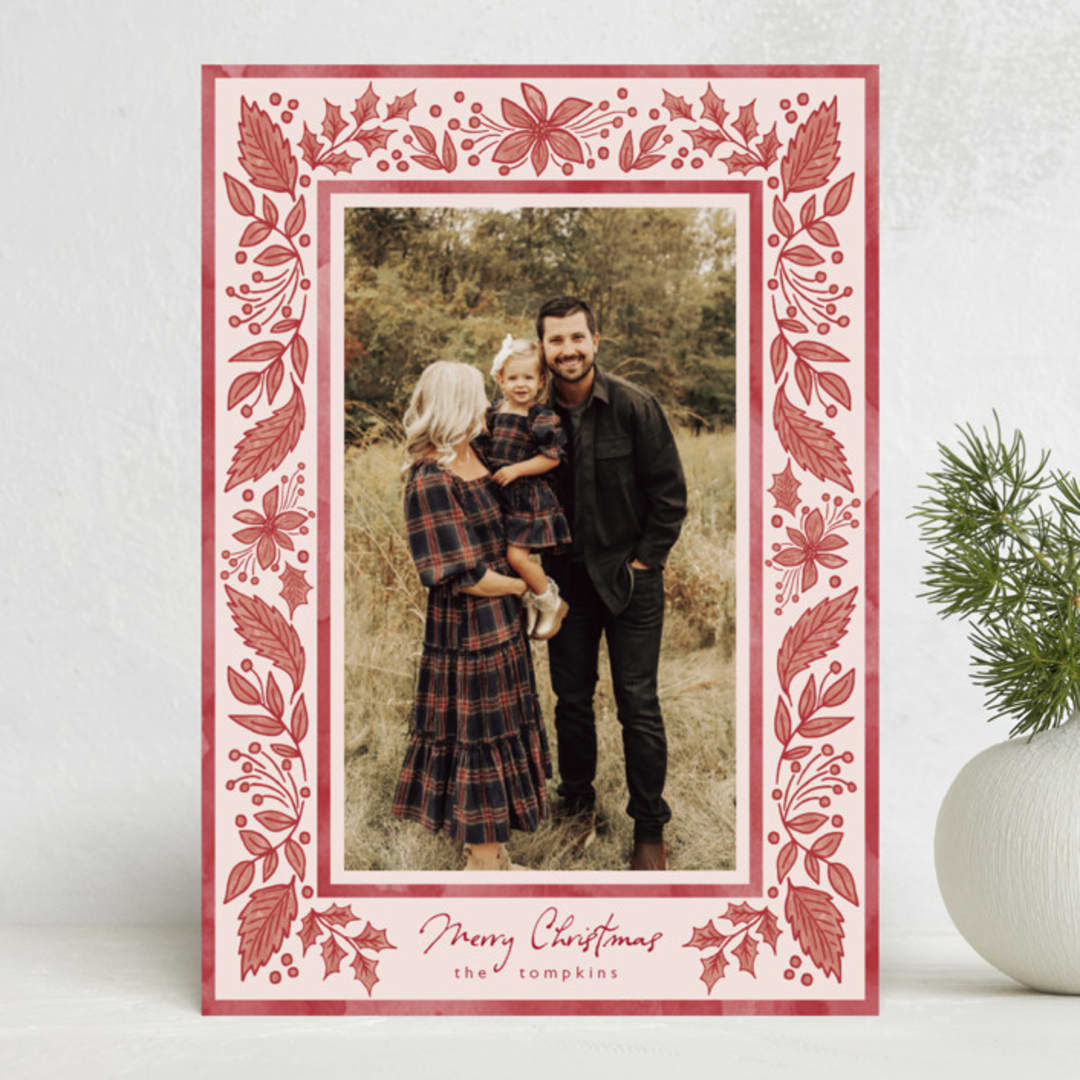 "Boho Holiday" - Holiday Cards in Berry by Chris Griffith - Front