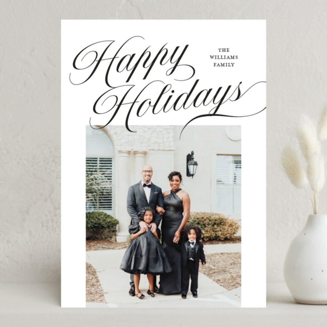 "refined" - Holiday Cards in Coal by Pixel and Hank - Front