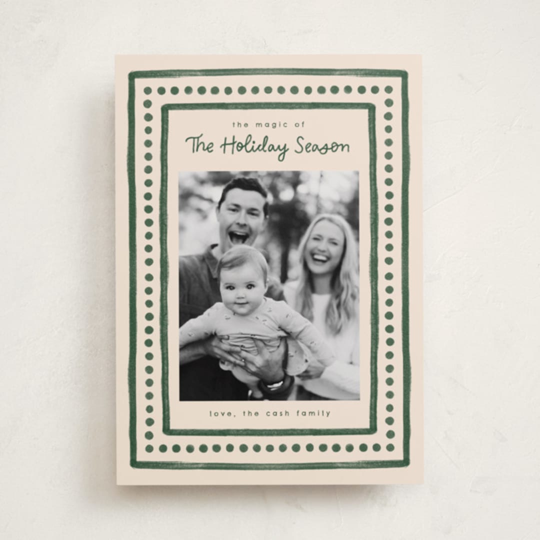 "Textiles" - Holiday Cards in Evergreen by Megan Cash - Front