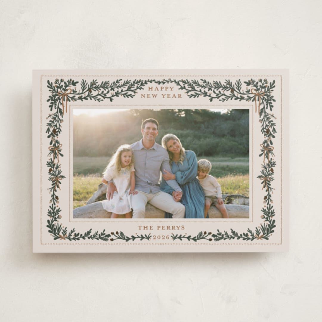 "Merriest Botanicals" - Holiday Cards in Champagne by Angel Walker - Front