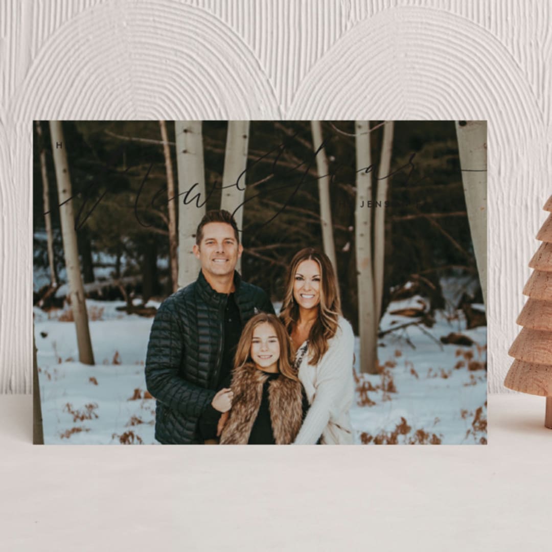 "Simple Script" - Holiday Cards in Charcoal by Ekko Studio - Front