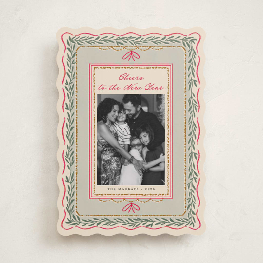 "Rustic Romance" - Holiday Cards in Wreath by Leia Matt - Front