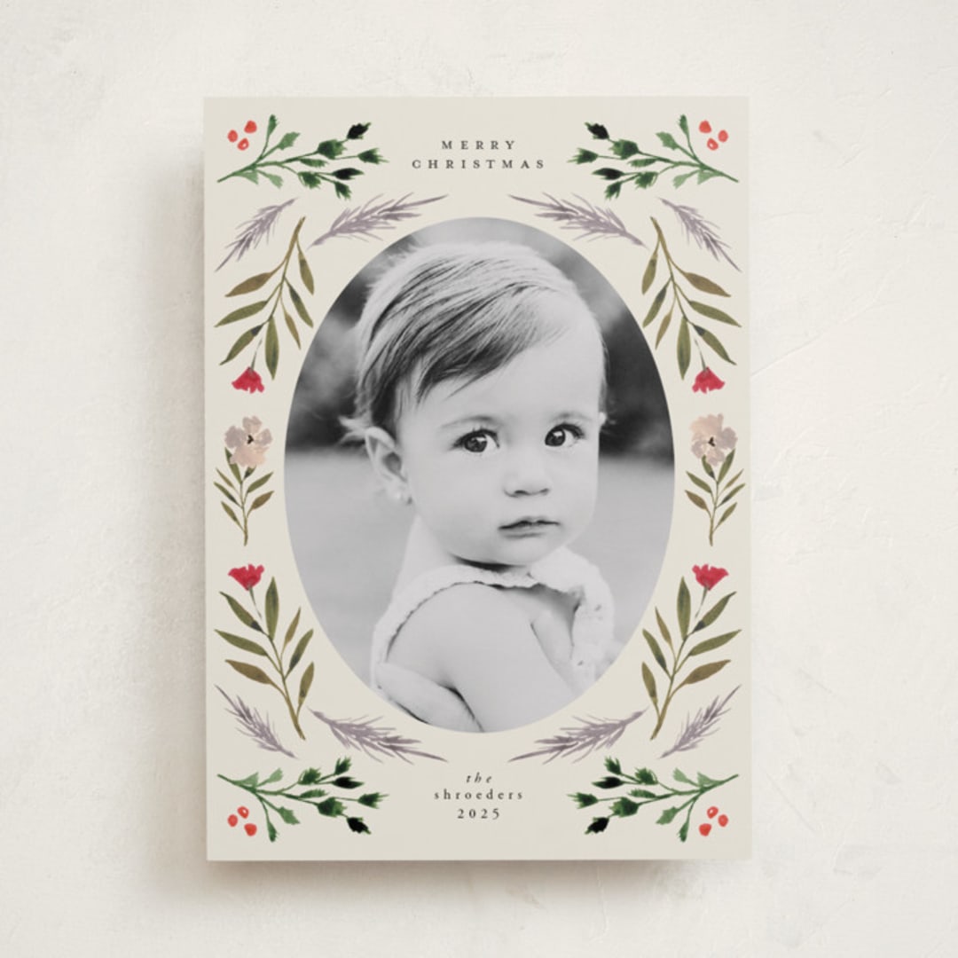"Merry Round" - Holiday Cards in Buttercream by Lindsay Megahed - Front