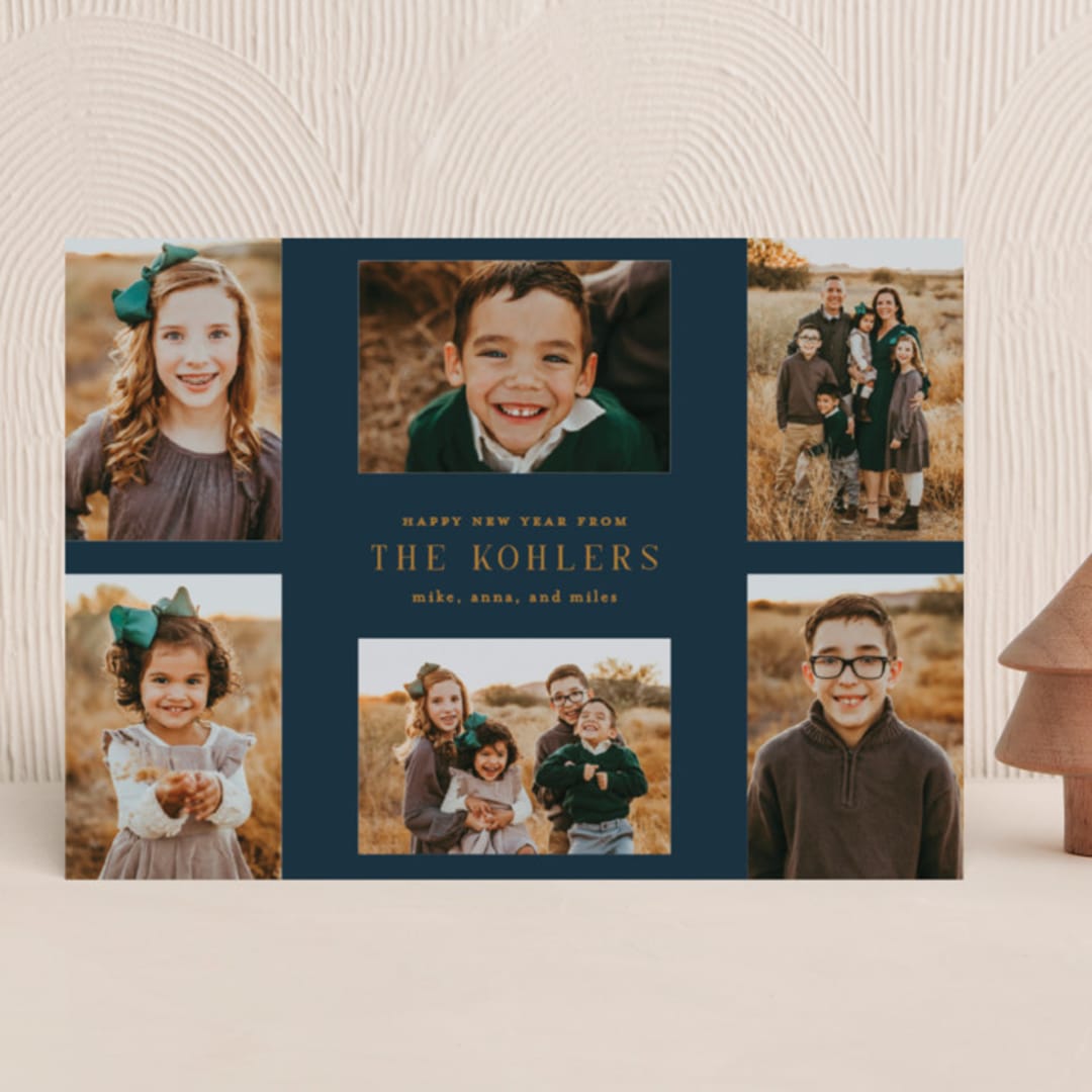 "Merry Modern Name" - Holiday Cards in Navy by Leah Ragain - Front