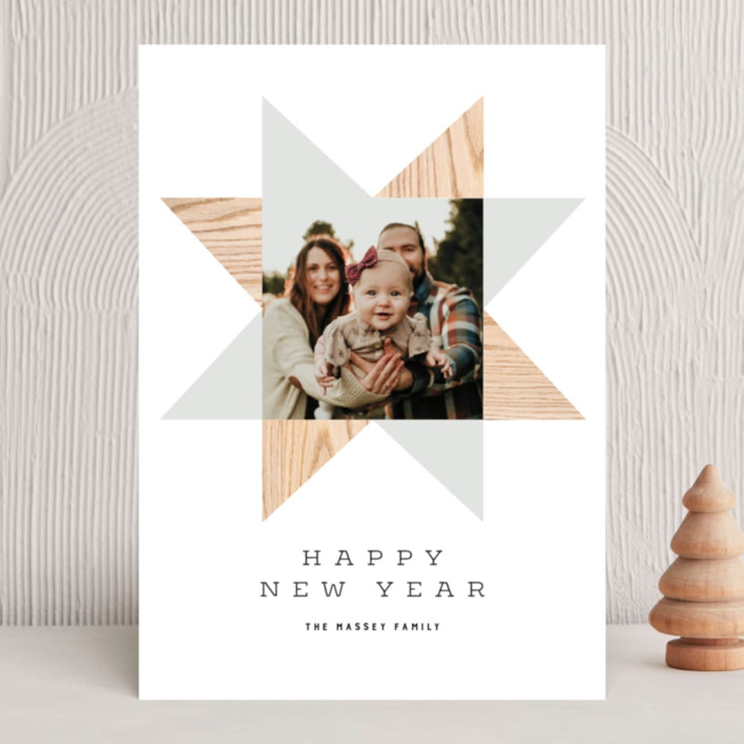 "Modern Quilt" - Holiday Cards in Frost by Olivia Kanaley Inman - Front