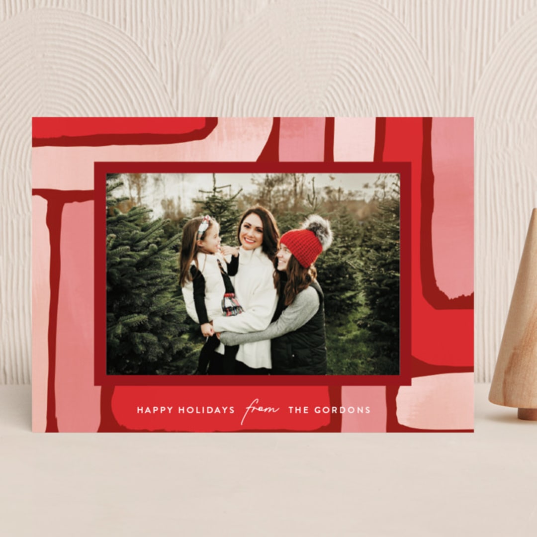 "Festive Strokes" - Holiday Cards in Cranberry by Iveta Angelova - Front