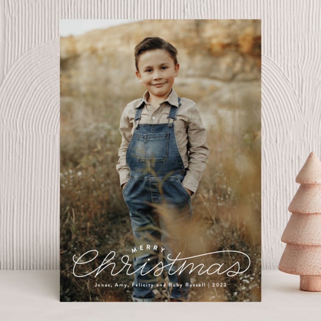 "Classic Lettered" - Holiday Cards in Snow by Laura Hankins - Front
