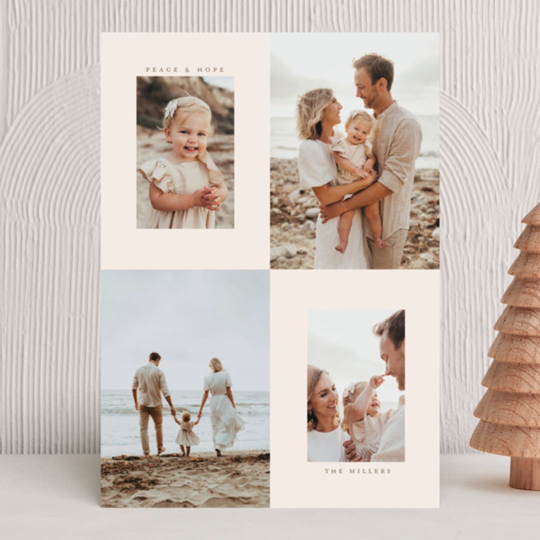 "Minimal Collage" - Holiday Cards in Latte by Ekko Studio - Front