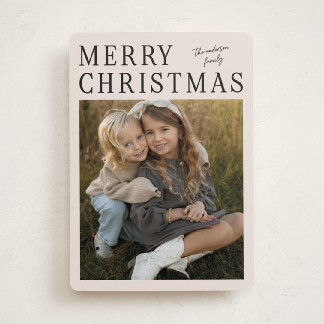 "Modern Merry" - Holiday Cards in Cream by Ilene Guy - Front