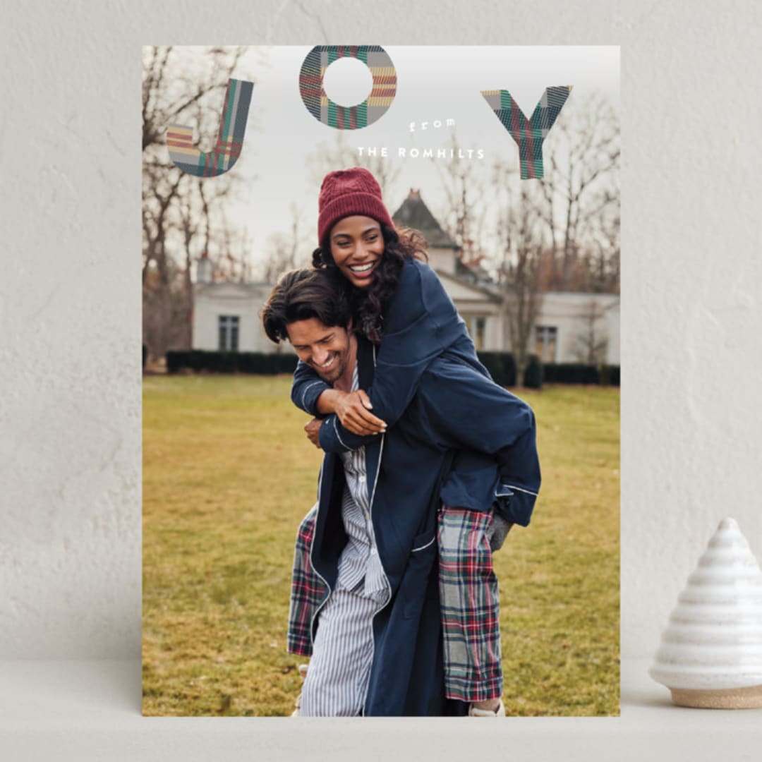 "Up" - Holiday Cards in Classic Plaid by Sara Hicks Malone - Front