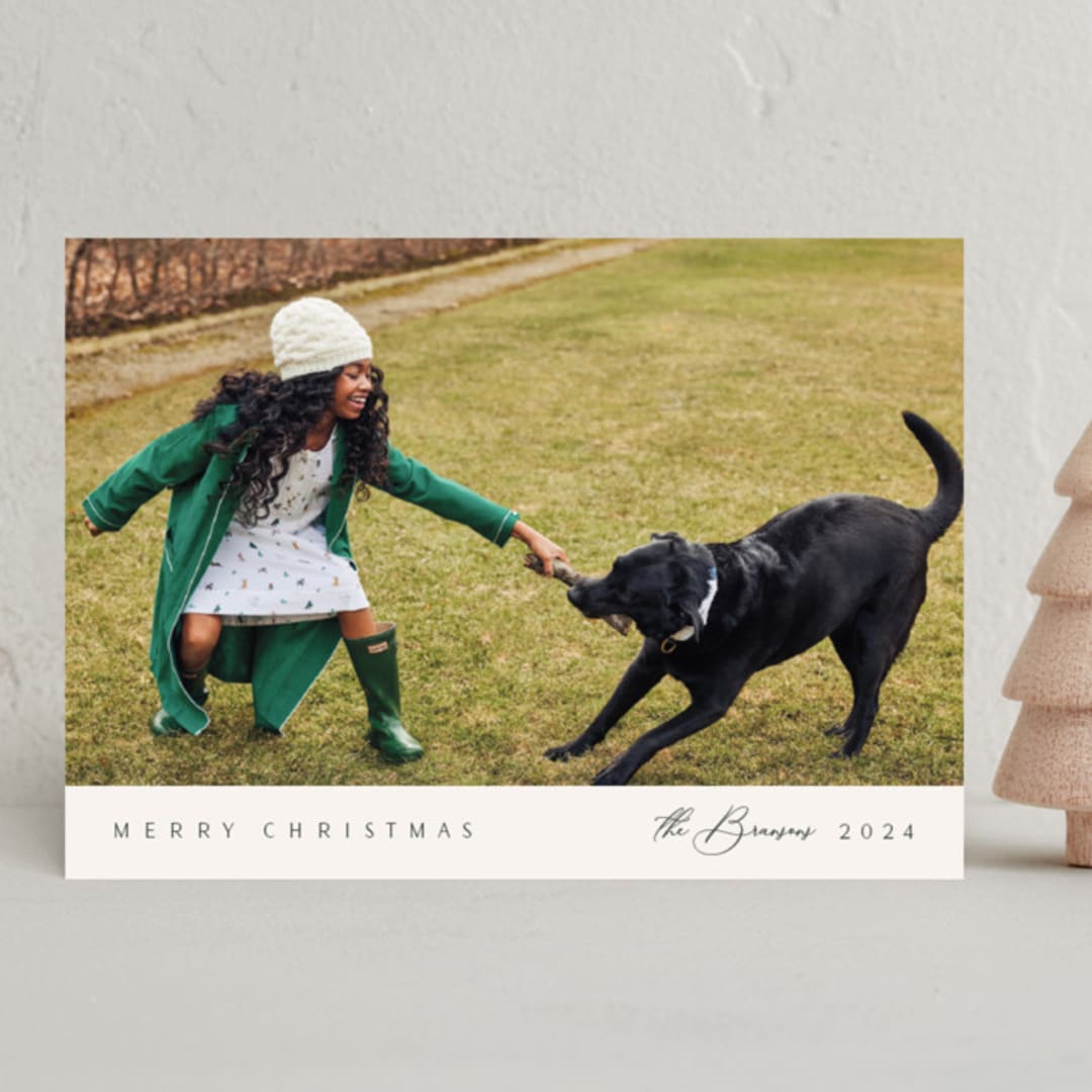 "Minimal Edge" - Holiday Cards in Evergreen by Nicole Walsh - Front