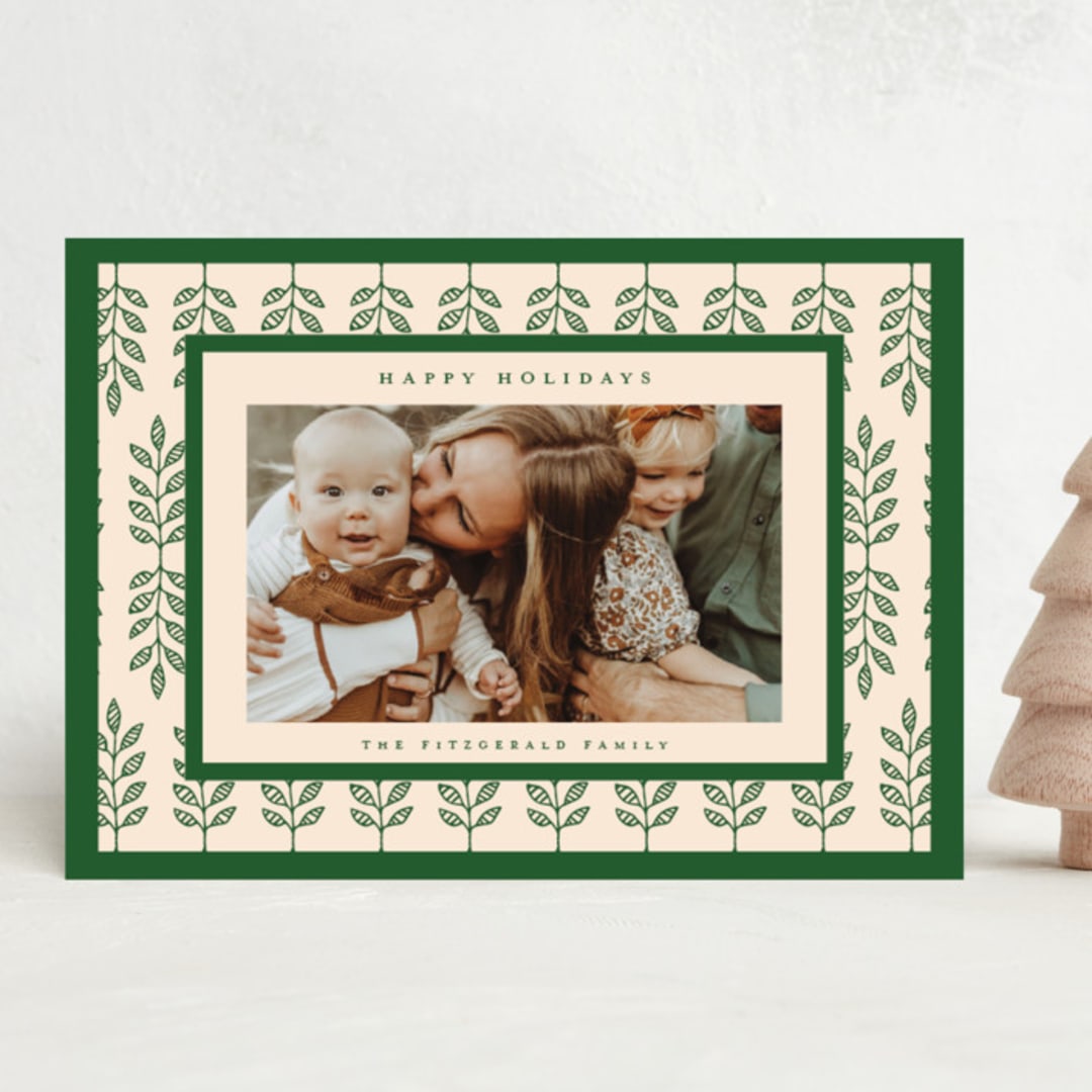"Folklore Holiday" - Holiday Cards in Pine by Nazia Hyder - Front