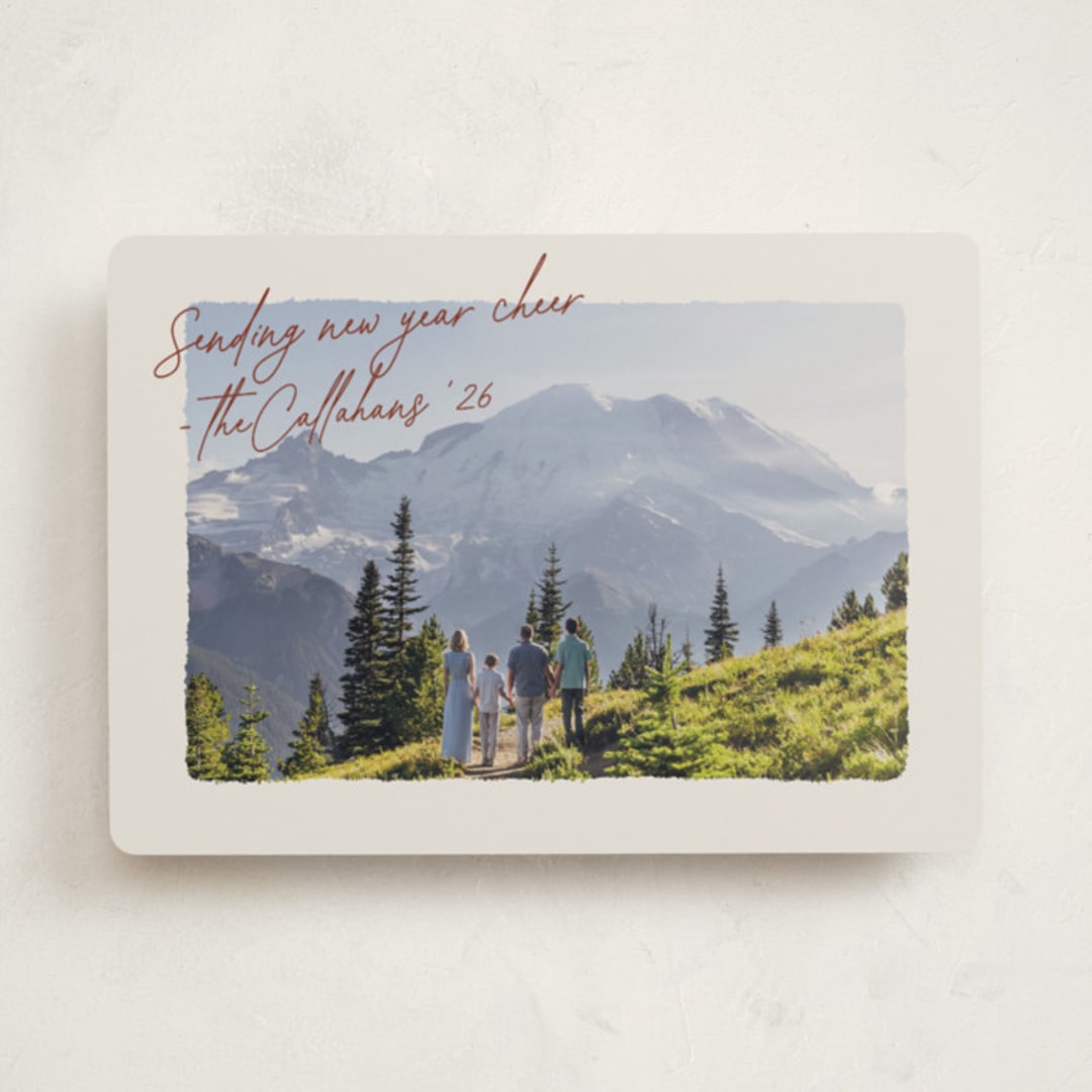 "Postcard Note" - Holiday Cards in Cranberry by Ekko Studio - Front