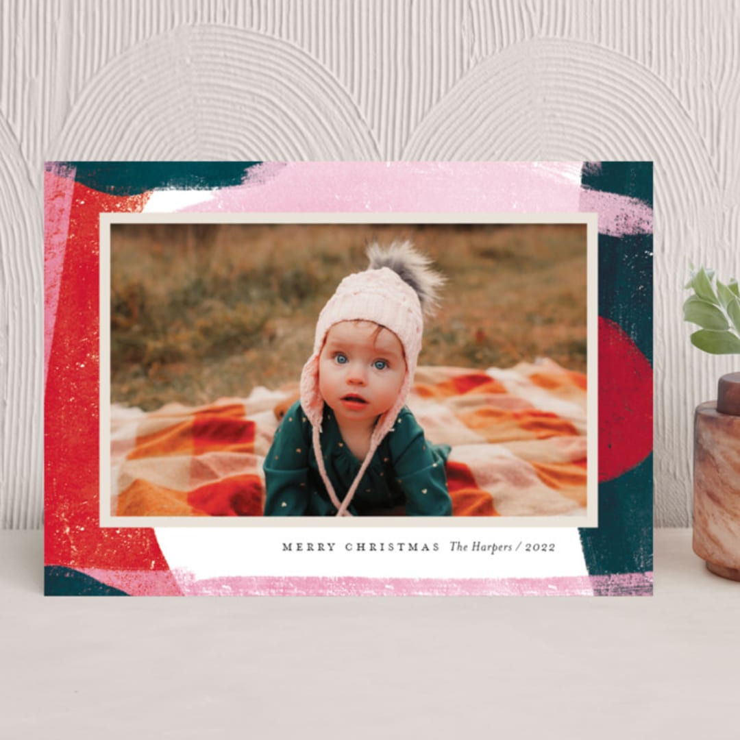 "Paint Roll" - Holiday Cards in Holly Berry by Kelly Nasuta - Front