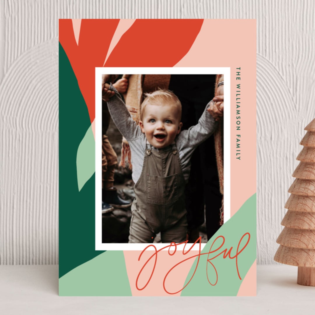 "Festive Wishes" - Holiday Cards in Guava by Alicia Schultz - Front