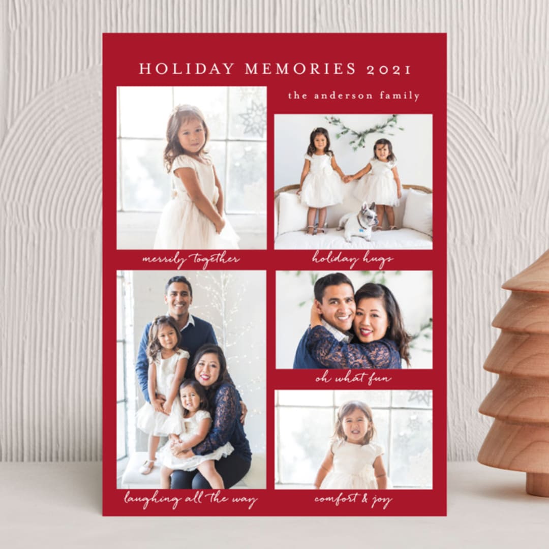 "Holiday Memories" - Holiday Cards in Holly Berry by Susan Moyal - Front
