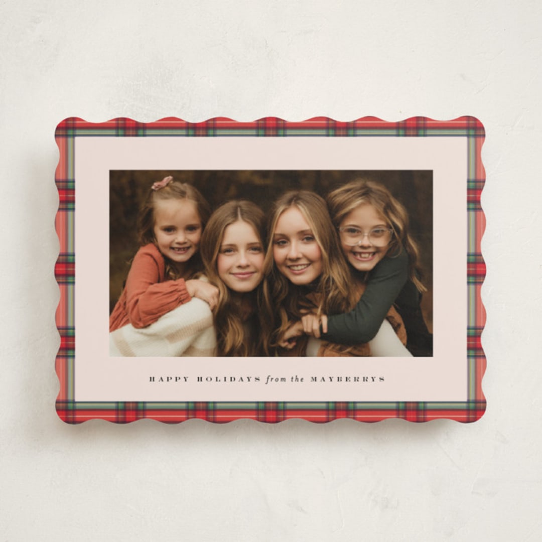 "Taffeta Tartan" - Holiday Cards in Holly Berry by Olivia Kanaley Inman - Front