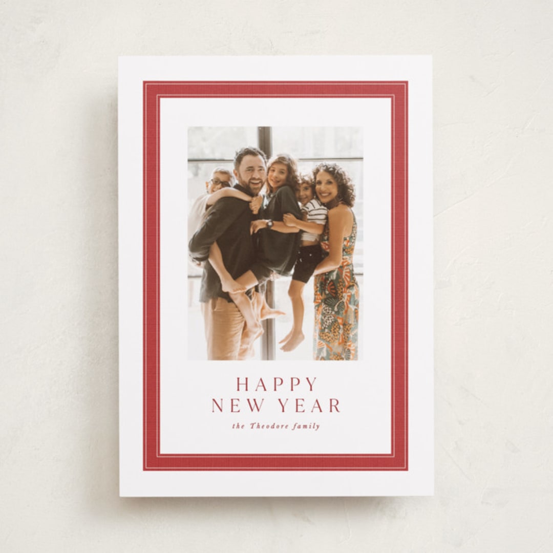 "Ribbon Framed" - Holiday Cards in Candy Cane by Lea Delaveris - Front