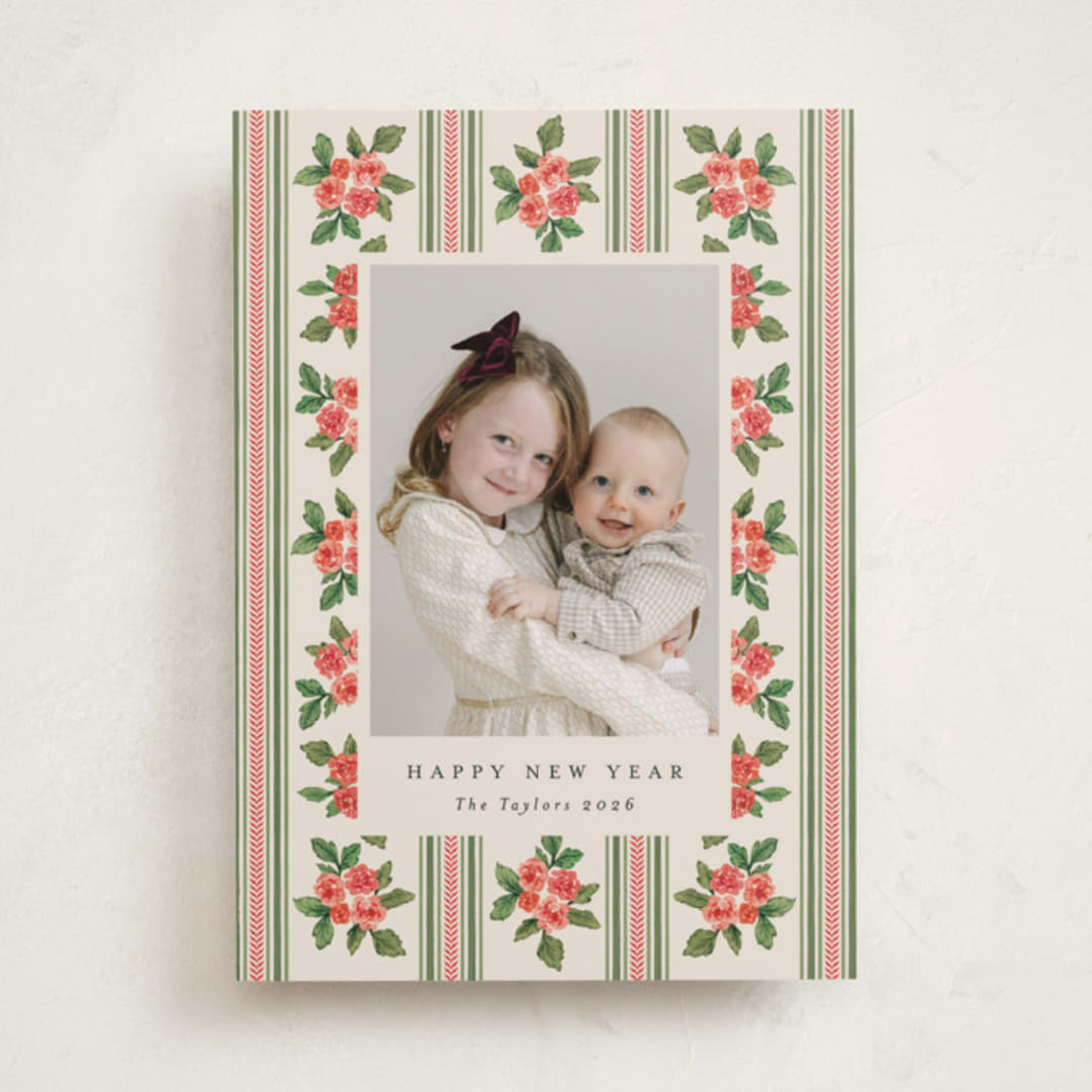 "nostalgic wallpaper" - Holiday Cards in Buttercream by Christy Hy Lee - Front