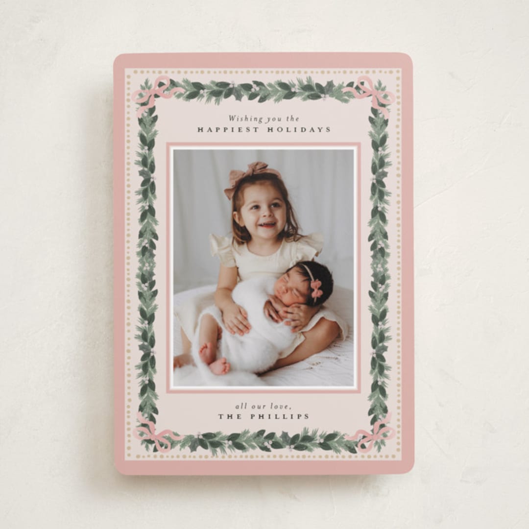 "Sugarpine" - Holiday Cards in Blush by Itsy Belle Studio - Front