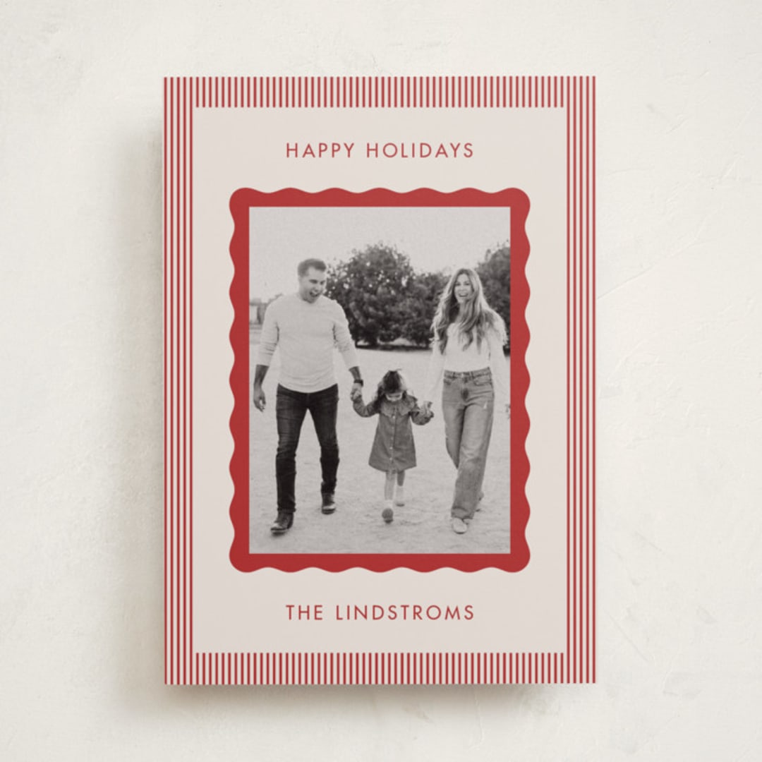 "Wavy Edge" - Holiday Cards in Eggnog by Kelly Schmidt - Front