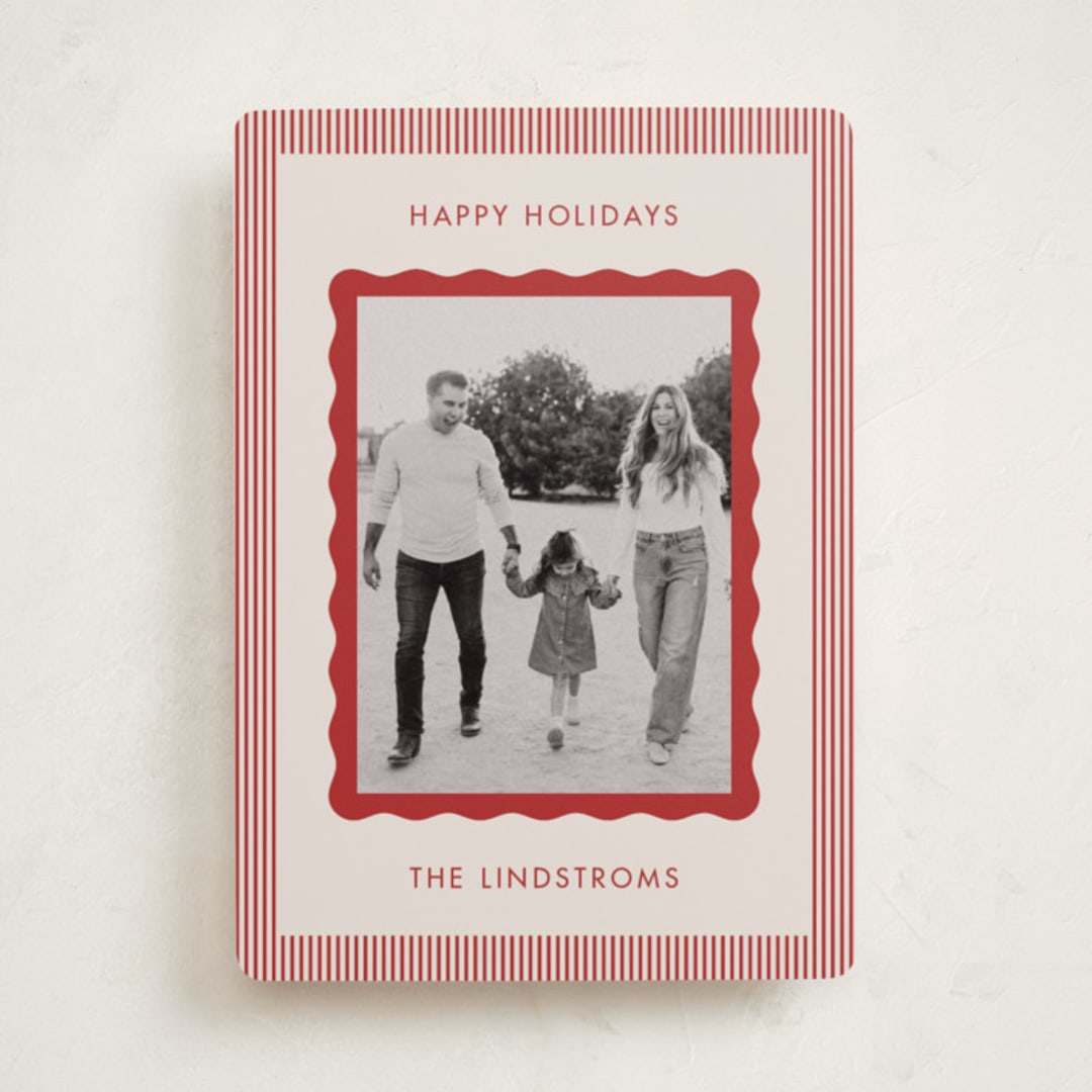 "Wavy Edge" - Holiday Cards in Eggnog by Kelly Schmidt - Front