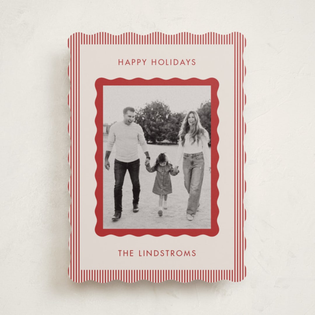 "Wavy Edge" - Holiday Cards in Eggnog by Kelly Schmidt - Front