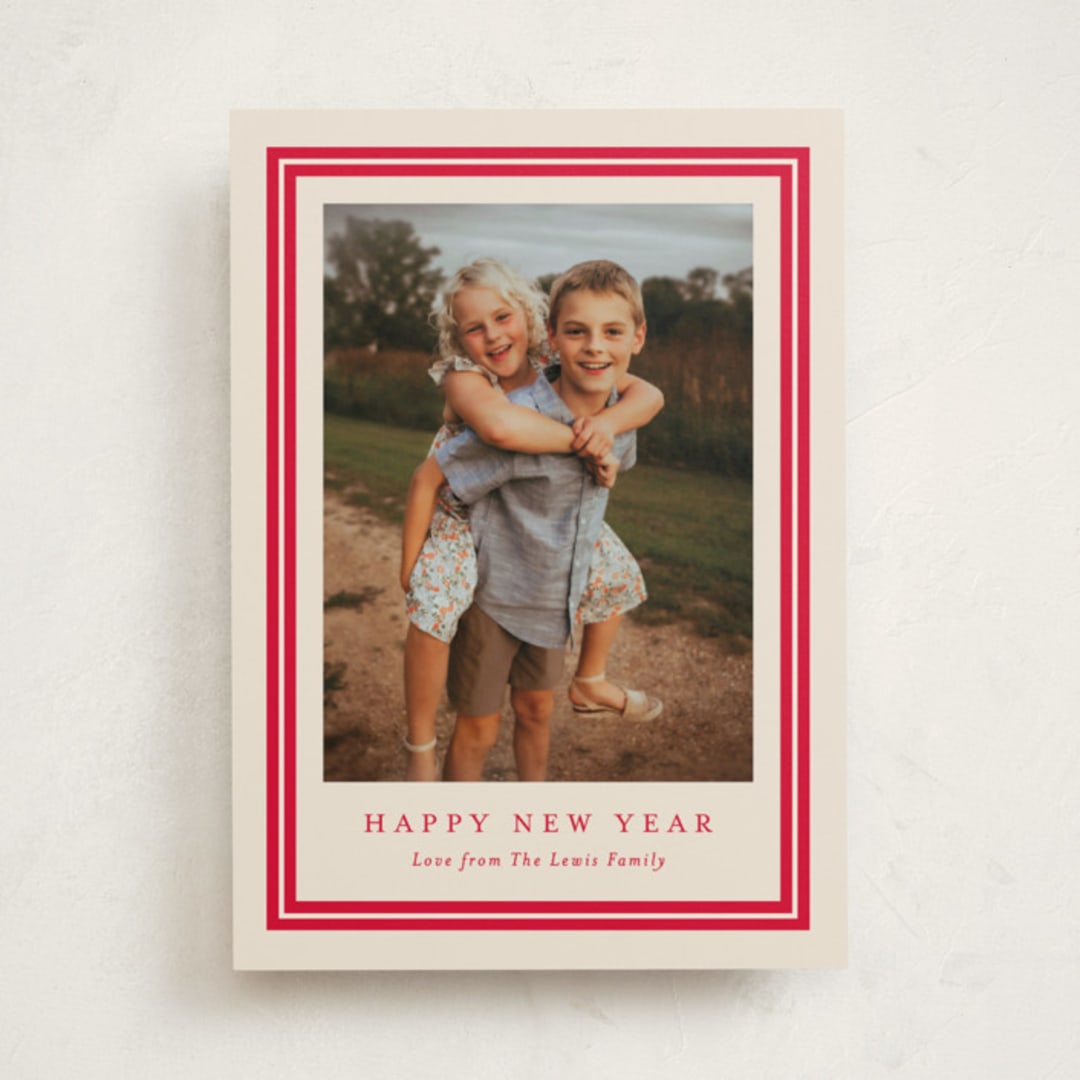 "Preppy Frame" - Holiday Cards in Cherry Cola by Carolyn MacLaren - Front