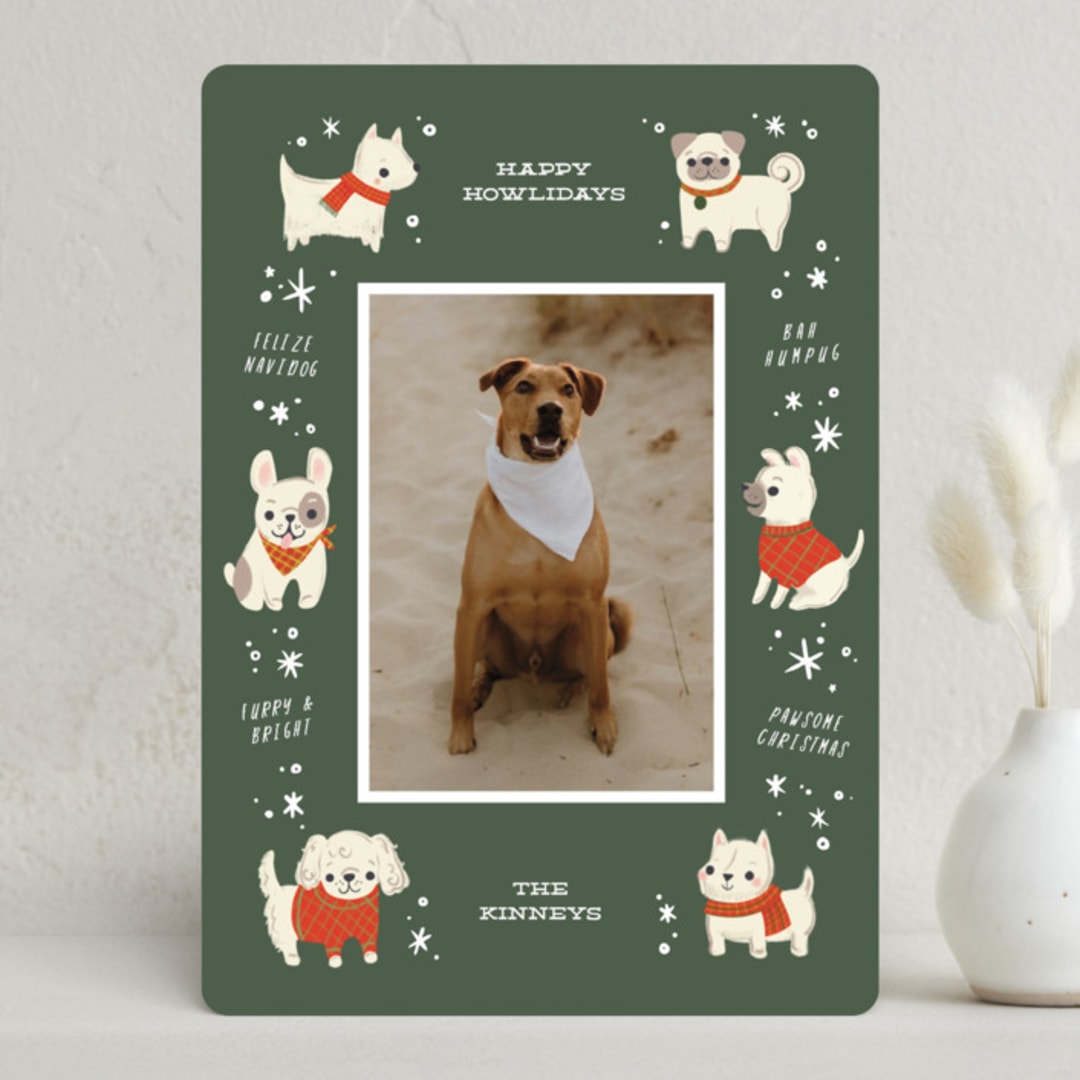 "Dog Days of Christmas" - Holiday Cards in Sage by Itsy Belle Studio - Front