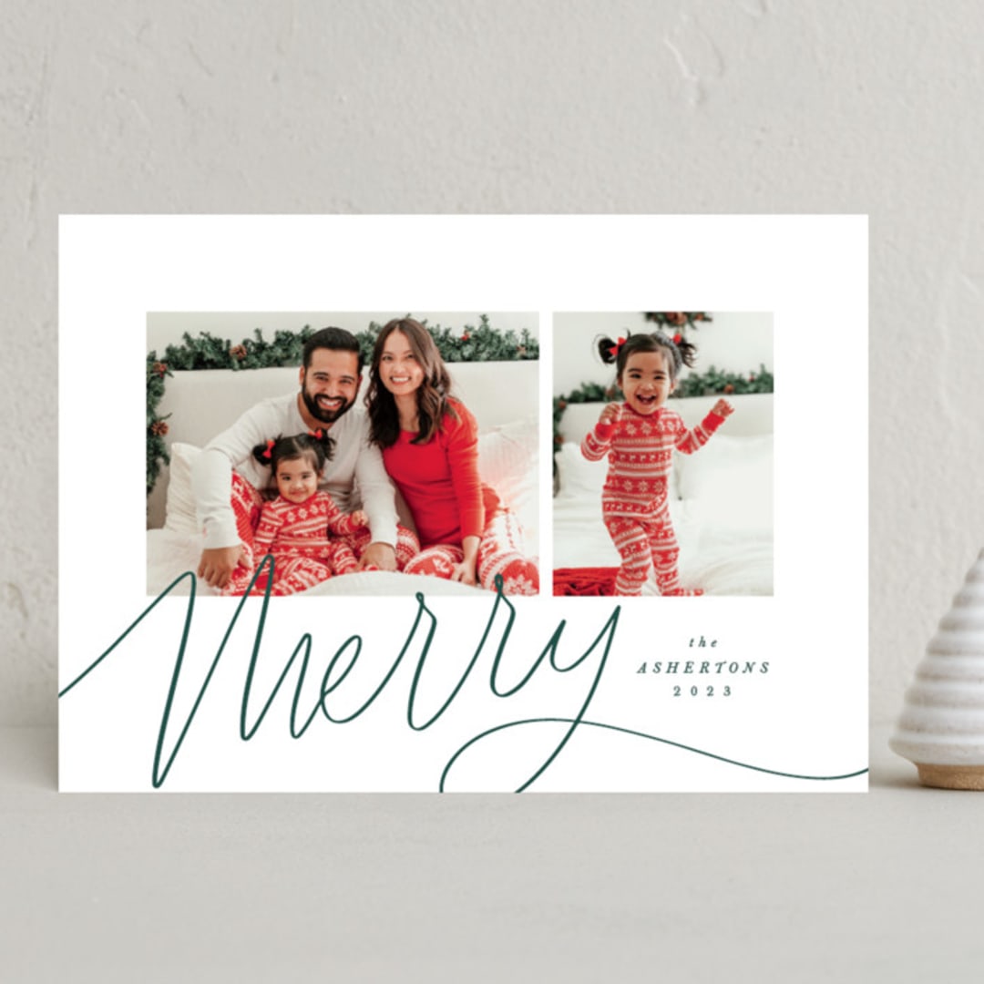 "this is merry" - Holiday Cards in Spruce by Lea Delaveris - Front