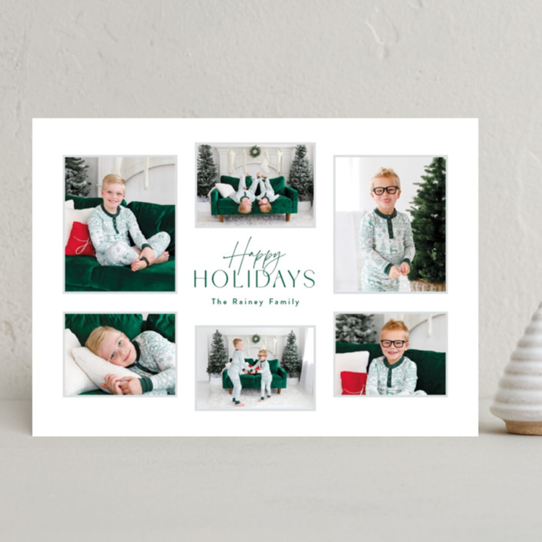 "Minimalist Frames" - Holiday Cards in Evergreen by Sandra Picco Design - Front