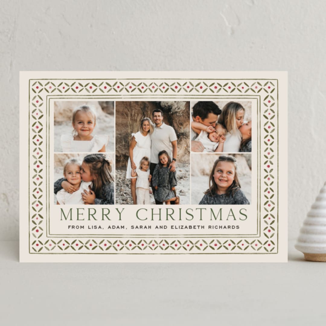 "Handpainted Frame" - Holiday Cards in Cream by leslie hamer - Front