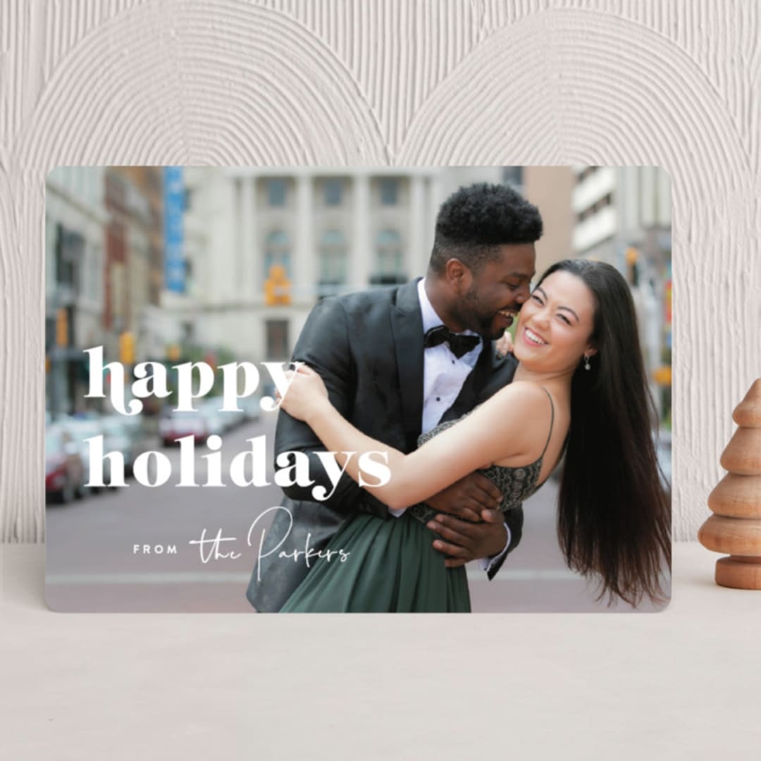 "Sideline" - Holiday Cards in Snow by Sara Hicks Malone - Front