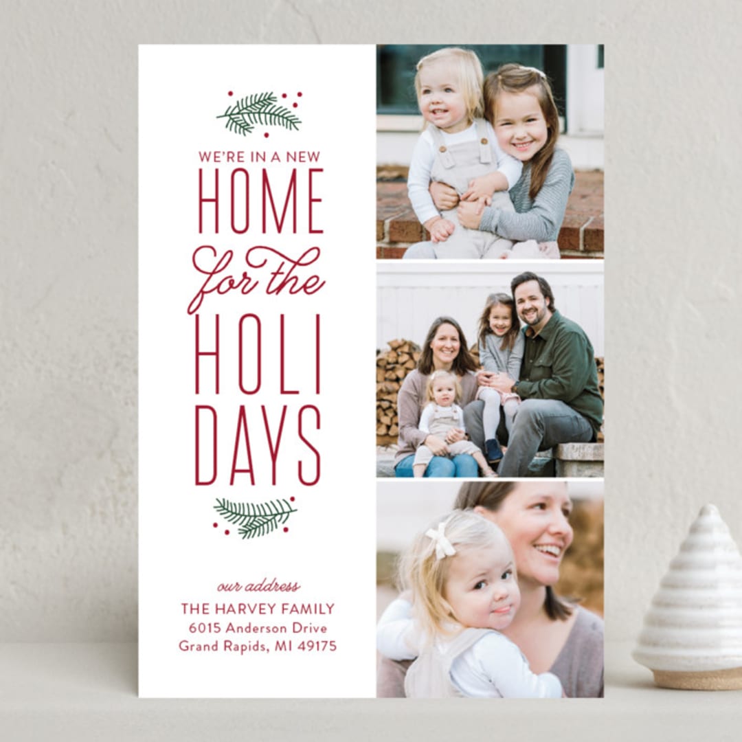 "Our New Holiday Home" - Holiday Cards in Burgundy by Sarah Brown - Front